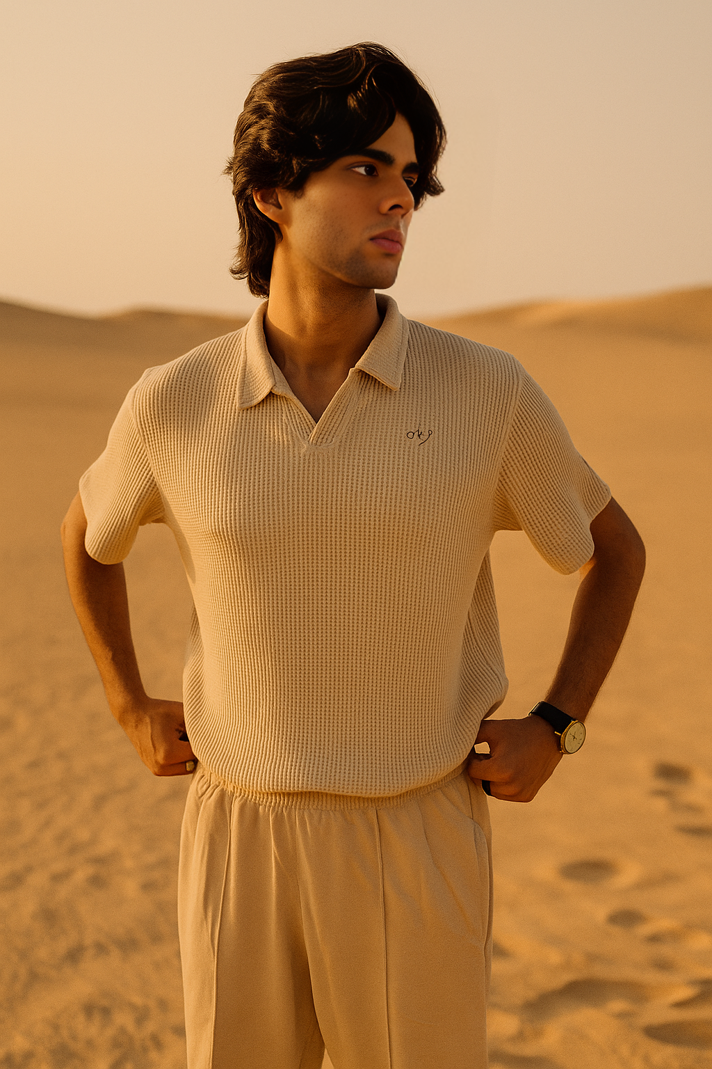 64c606d2-674d-4458-bd96-5fe5b8ed03e6 Beige knitted polo