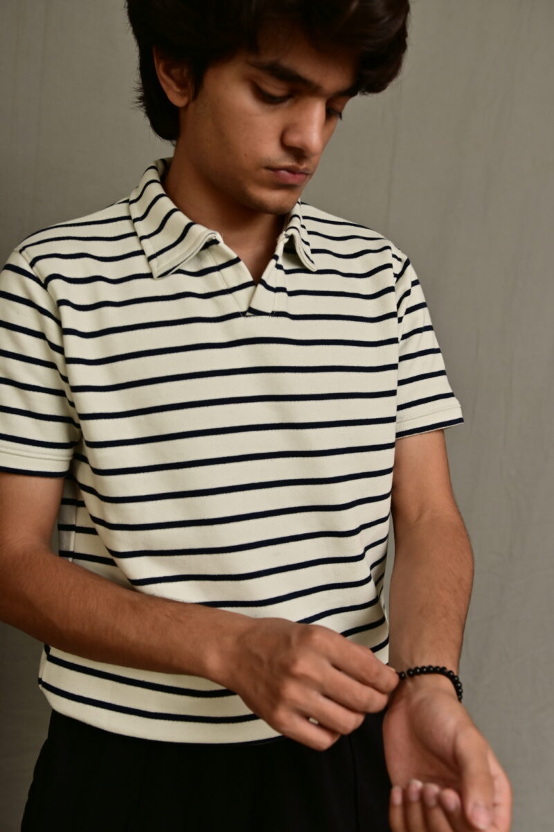 Black and White textured Polo