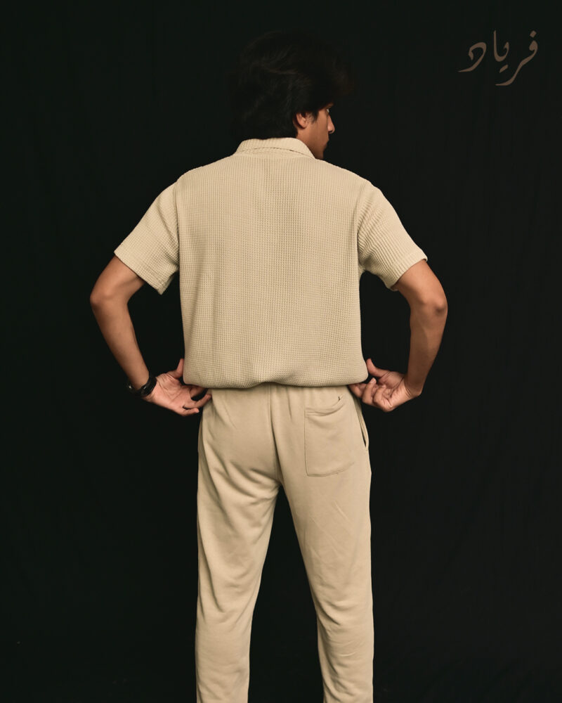 Beige Pintuck Trouser