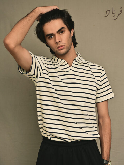 Black and White textured Polo 04