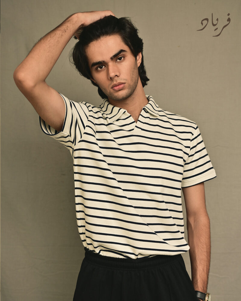 Black and White textured Polo 04