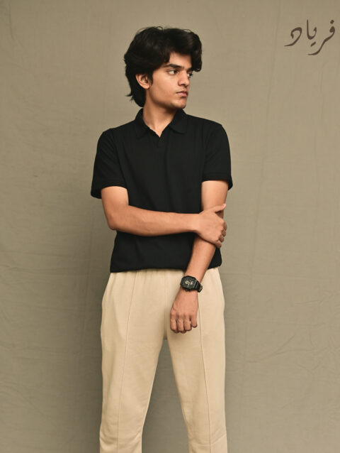 Beige Pintuck Trouser