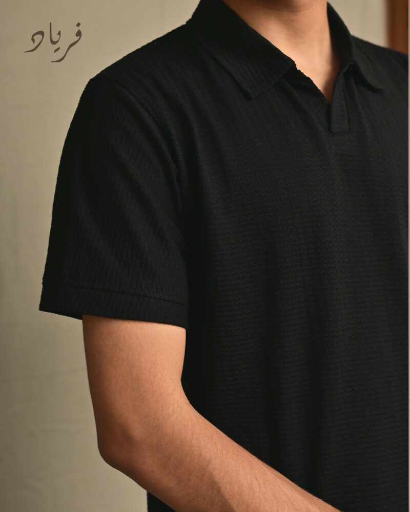 Black Textured Polo