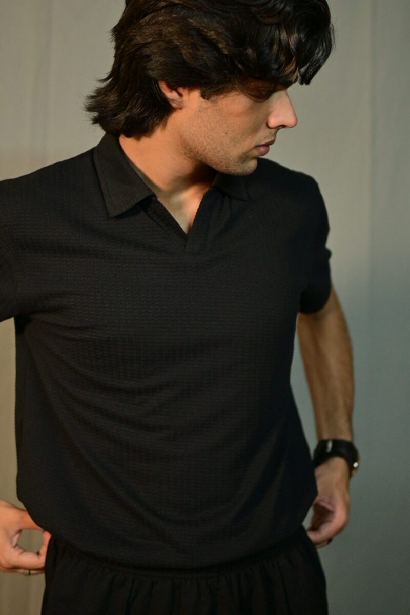 Black Textured polo